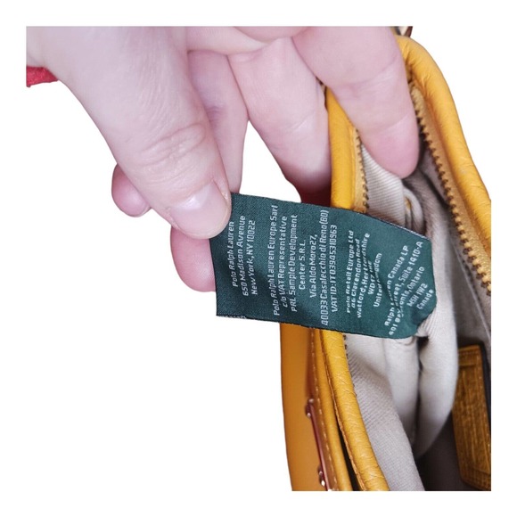 Lauren Ralph Lauren Yellow Leather Crossbody Purse Bag - Picture 12 of 16